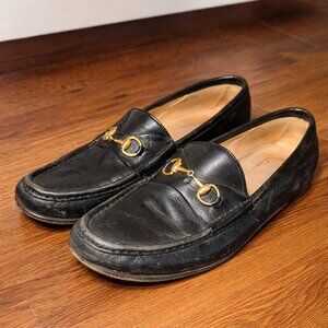 Gucci Black Leather Horsebit Loafers | Classic Driver Style | Approx. Size 8